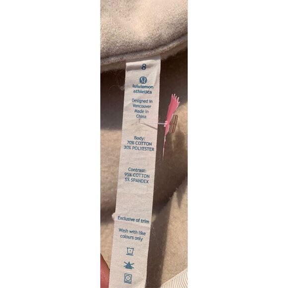 LULULEMON SCUBA cashew white striped FLEECE LINED HOOD HOODIE SWEATSHIRT JACKET - Picture 9 of 10